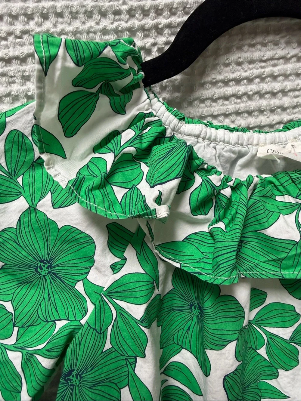 Crewcuts size 8 100% Cotton Green Floral Ruffle Collar Dress